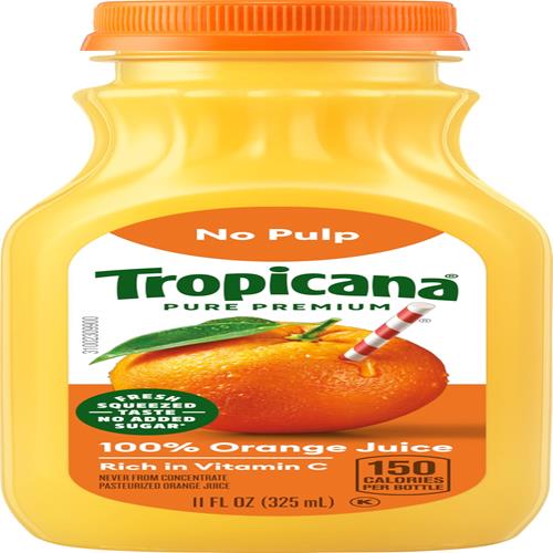 Tropicana Pure Premium 100% Orange Juice Original, No Pulp, Single Serve, 11 Fl Oz Bottle
