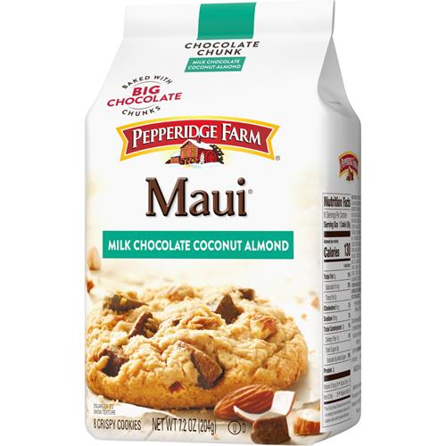 Pepperidge Farm Maui Crispy Milk Chocolate Coconut Almond Cookies, 7.2 Oz. Bag