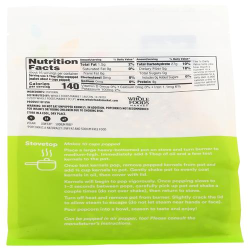 Whole Foods Market, Heirloom Popcorn Kernels, 20 Oz