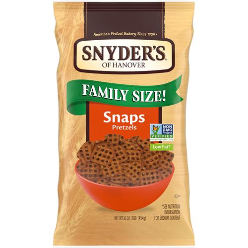 Snyders Of Hanover Pretzel Snaps, Family Size, 16 Oz Bag