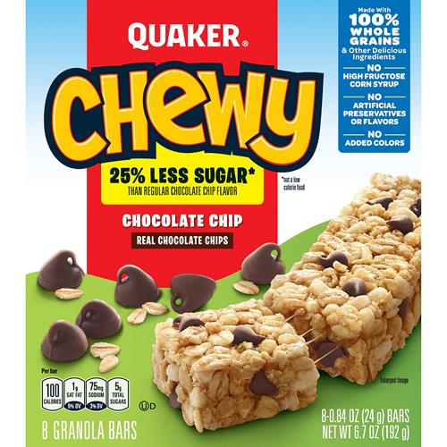 Quaker Chewy Granola Bars Chocolate Chip, 0.84 Oz, 8 Ct