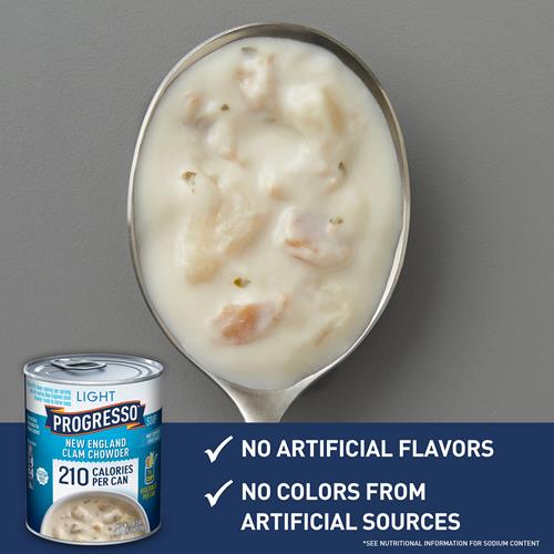 Progresso Light, New England Clam Chowder Soup, Gluten Free, 18.5 Oz.