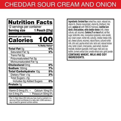 Cheez-It Snapd Cheese Cracker Chips, Thin Crisps, Lunch Snacks, Cheddar Sour Cream And Onion, 9Oz Box (12 Pouches)