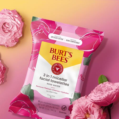 Burts Bees, Rose Water Face Wipes, For All Skin Types, Hydrating Micellar Makeup Remover & Facial Cleansing Towelettes, 30 Count (1 Pack)
