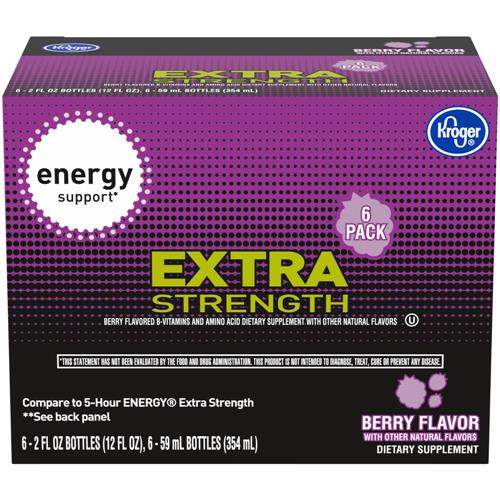 Kroger Extra Strength Berry Energy Drink Shot Multipack Bottles 6 pk / 2 fl oz