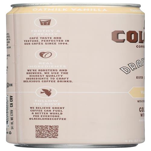 La Colombe Oatmilk Draft Latte, Plant-Based, Dairy-Free, Grab And Go Coffee, Vanilla, 9 Fl.Oz