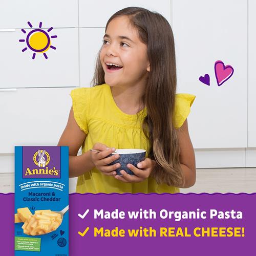 Annies Macaroni And Classic Cheddar With Organic Pasta, Made With Real Cheese, Dinner Side Or Snack, 6 Oz