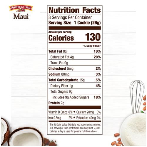 Pepperidge Farm Maui Crispy Milk Chocolate Coconut Almond Cookies, 7.2 Oz. Bag