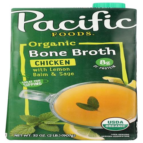 Pacific Foods Organic Lemon Balm & Sage Chicken Bone Broth, 32 Oz