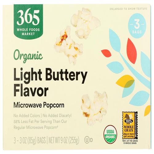 Whole Foods Market Organic Light Butter Microwave Popcorn, 9 Oz