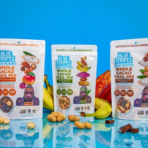Blue Stripes Dark Chocolate Coconut Whole Cacao Trail Mix, 8Oz