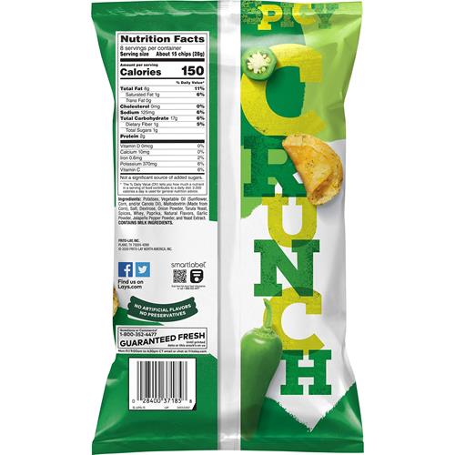 Lays Kettle Cooked Jalapeno Potato Chips, 8 Oz
