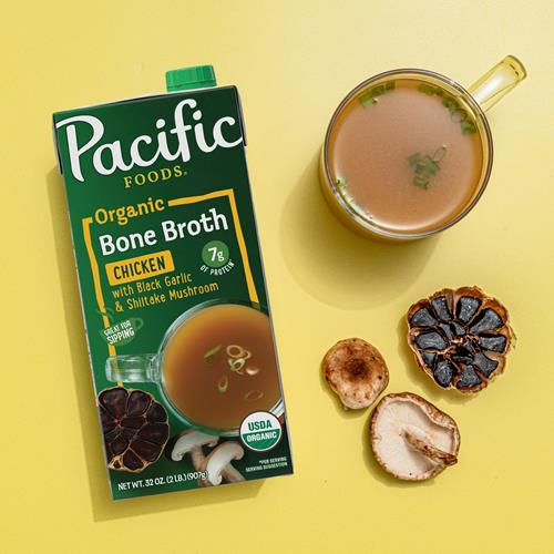 Pacific Foods Organic Chicken Bone Broth With Black Garlic And Shiitake Mushroom, 32 Oz Carton