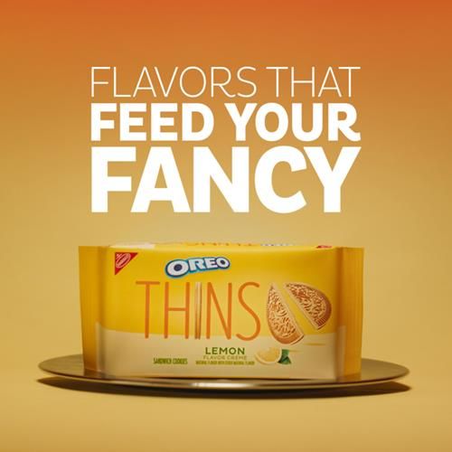 Oreo Thins Lemon Creme Sandwich Cookies, Family Size, 11.78 Oz