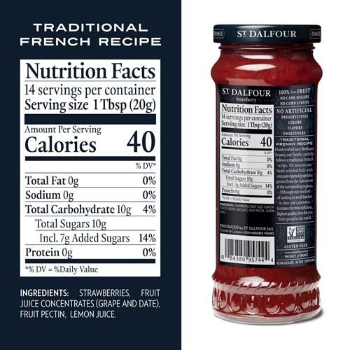 St. Dalfour Strawberry Fruit Spread - 10Oz - 100% From Fruit, No Artificial Ingredients, Non Gmo, No Cane Sugars, All Natural, Made In France