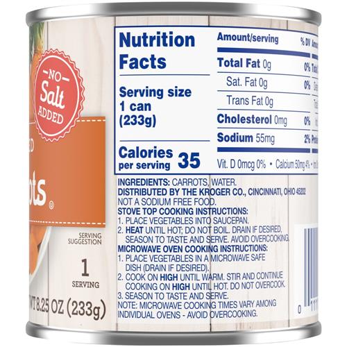 Kroger No Salt Added Sliced Carrots 8.25 oz