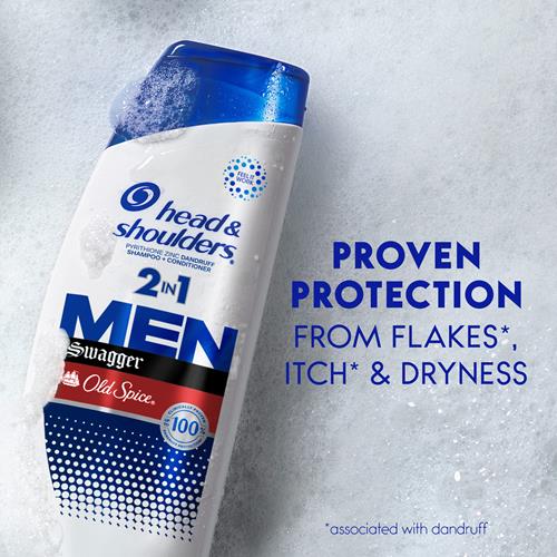 Head And Shoulders Mens 2 In 1 Dandruff Shampoo And Conditioner, Anti-Dandruff Treatment, Old Spice Swagger For Daily Use, Paraben Free, 20.7 Oz