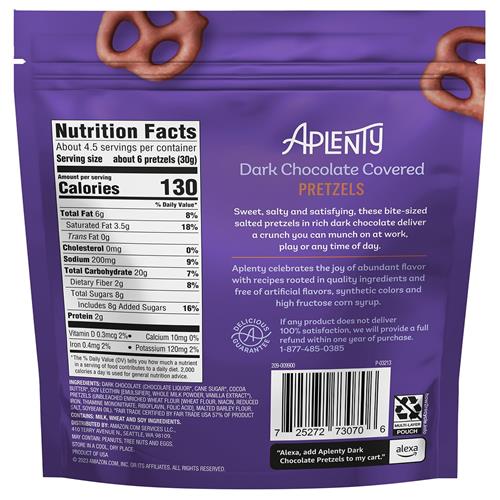 Aplenty Dark Chocolate Pretzels, 5 Oz
