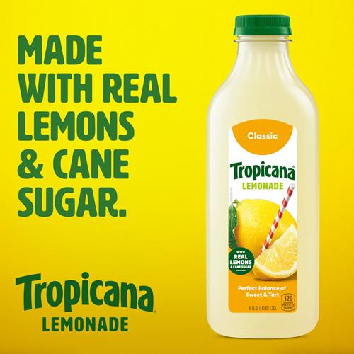 Tropicana Classic Lemonade, Made With Real Lemons, 46 Fl Oz Bottle
