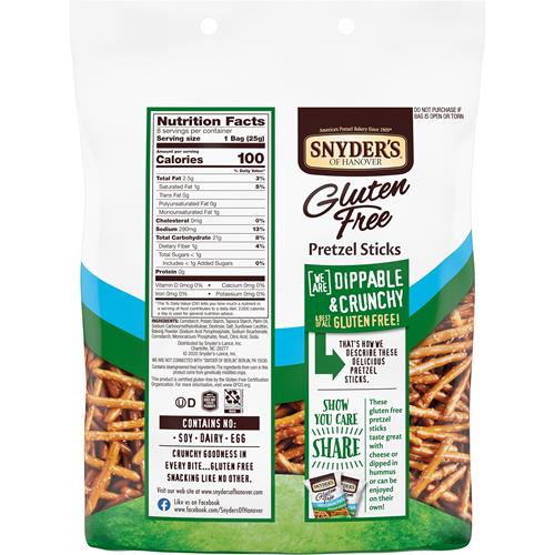Snyders Of Hanover Gluten Free Pretzel Sticks, 100 Calorie Individual Packs, 8 Ct