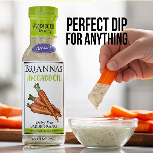 Briannas - Avocado Oil Dairy-Free Garden Ranch Dressing - Nutrient Rich, No Sugar, Keto Friendly Salad Dressing Made With 100% Avocado Oil - 10 Oz. Bottle