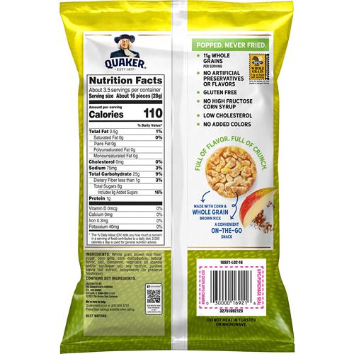 Quaker Rice Cake Apple Cinnamon, 3.52 Oz