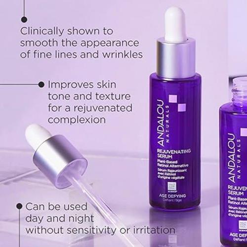 Andalou Naturals Rejuvenating Serum With Plant Based Retinol, 1 Oz