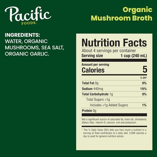 Pacific Foods Organic Mushroom Broth, 32 Oz Carton
