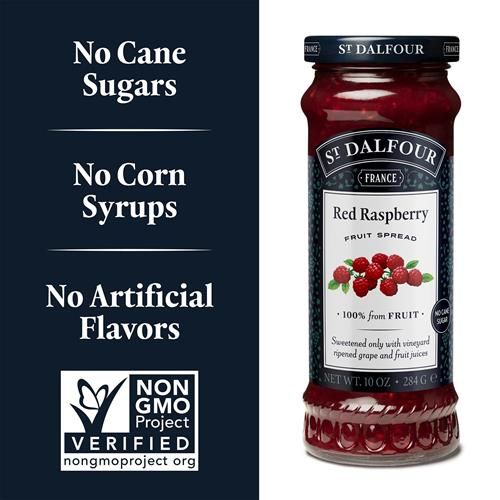 St. Dalfour Red Raspberry Fruit Spread - 10Oz - 100% From Fruit, No Artificial Ingredients, Non-Gmo, No Cane Sugars, All Natural, Made In France
