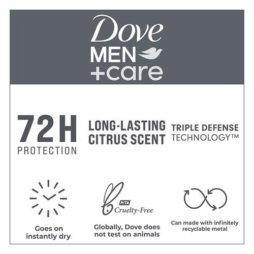 Dove Men+Care Extra Fresh Mens Antiperspirant Deodorant Stick Extra Fresh With 72-Hour Sweat & Odor Protection With 1/4 Moisturizing Cream & Long-Lasting Citrus Scent 2.7 Oz