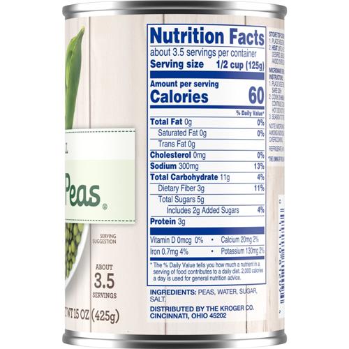 Kroger Small Canned Sweet Peas 15 oz