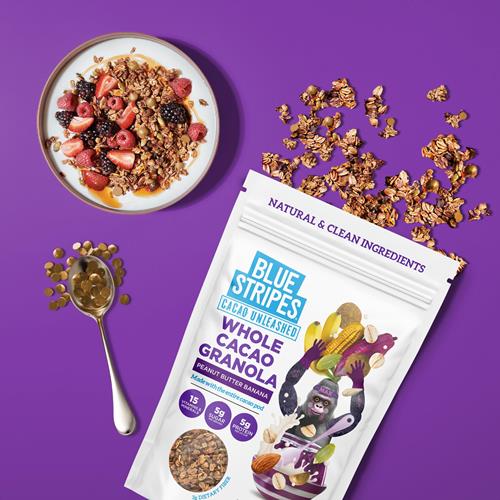 Blue Stripes Peanut Butter Banana Whole Cacao Granola, 8 Oz
