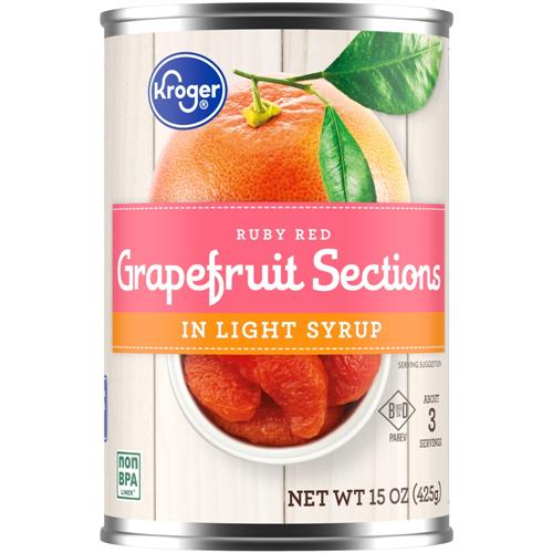 Kroger Canned Ruby Red Grapefruit Sections in Light Syrup 15 oz