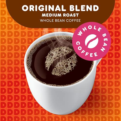 Dunkin Original Blend Medium Roast Whole Bean Coffee, 18 Ounce
