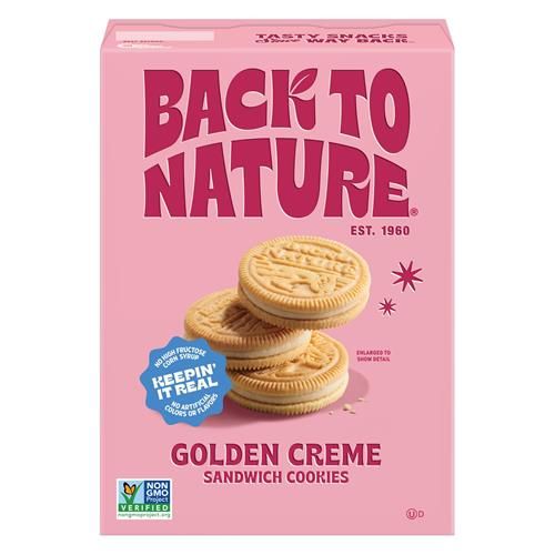 Back To Nature Golden Creme Sandwich Cookies - Dairy Free, Non-Gmo, Made With Wheat Flour, Delicious & Quality Snacks, 8.25 Ounce