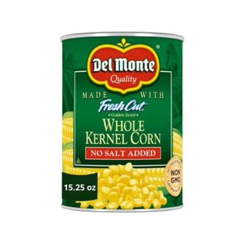 Del Monte Canned Golden Sweet Whole Kernel Corn No Salt Added, 15.25 Oz