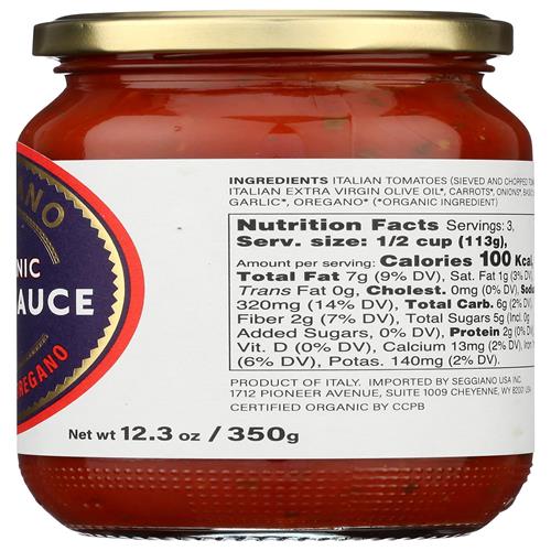 Seggiano Organic Wild Oregano Pizza Sauce, 12.3 Oz