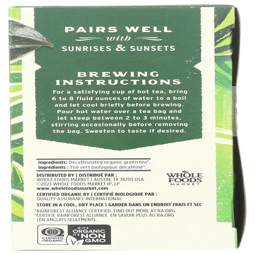 Whole Foods Market Organic Decaf Green Tea, 20 Ct