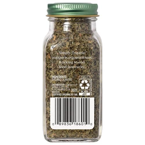 Simply Organic Cilantro Leaf, 0.78 Ounce Bottle, Cut And Sifted, Fragrant, Herbacious And Light Citrus Note, Kosher