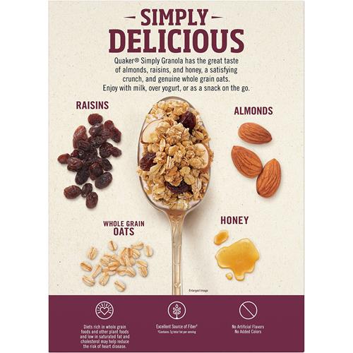 Quaker Granola Oats, Honey, Almonds & Raisins, 100% Natural, 24.1 Oz