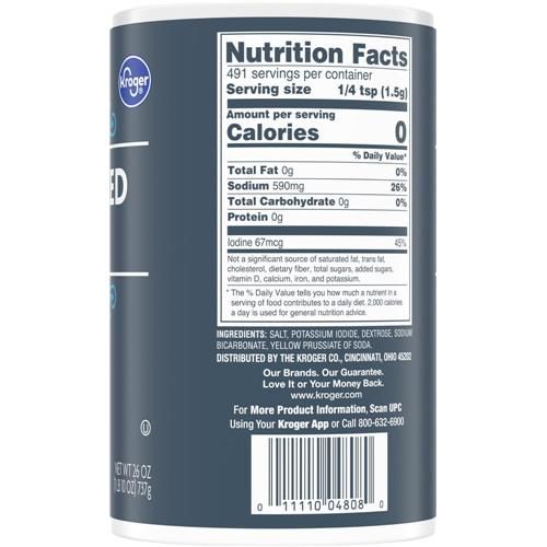 Kroger Iodized Salt 26 oz