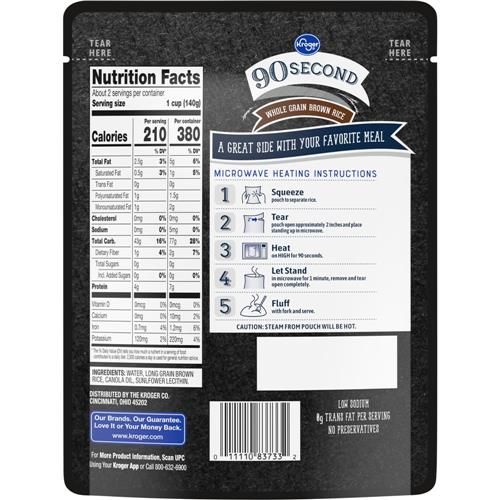 Kroger 90 Second Whole Grain Brown Rice 8.8 oz