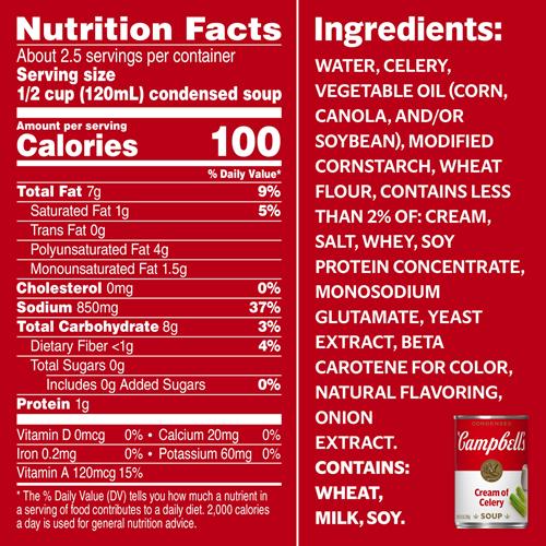 Campbells Condensed Cream Of Celery Soup, 10.5 Oz Can