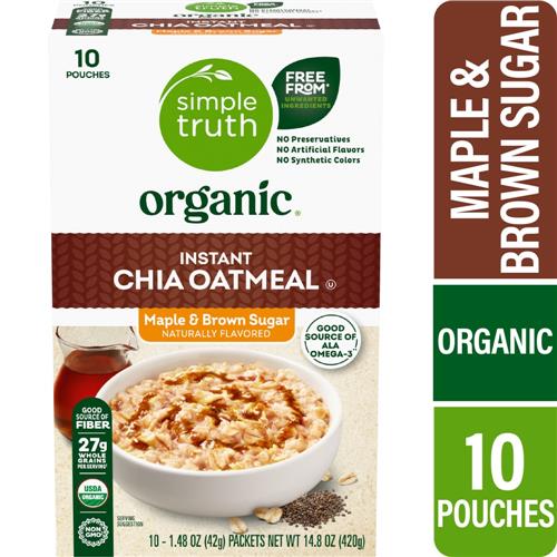 Simple Truth Organic Maple & Brown Sugar Instant Chia Oatmeal 10 ct / 1.48 oz