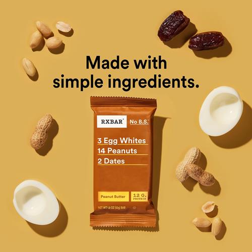 Rxbar Protein Bars, Protein Snack, Snack Bars, Peanut Butter, 9.15Oz Box (5 Bars)