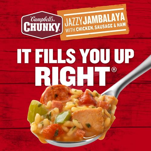 Campbell’S Chunky Soup, Jazzy Jambalaya With Chicken, Sausage And Ham Soup, 18.6 Oz Can