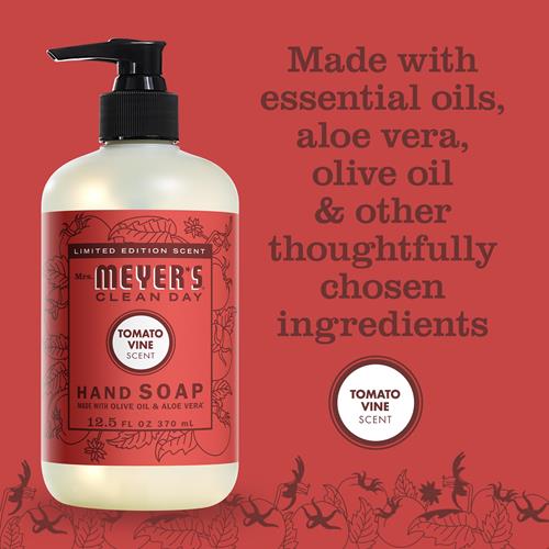 Mrs. Meyers Clean Day Liquid Hand Soap, Tomato Vine Scent, 12.5 Ounce Bottle
