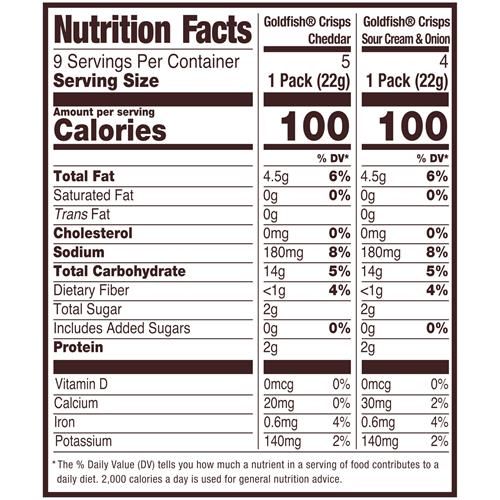 Goldfish Crisps Baked Chip Crackers Variety Pack, 0.8 Oz Snack Packs, 9 Pk
