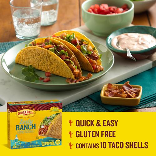 Old El Paso Stand ‘N Stuff Taco Shells, Zesty Ranch Flavored, Gluten Free Crunchy Corn Taco Shells, 10 Count, 5.4 Oz