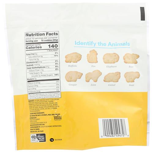 Whole Foods Market, Organic Vanilla Animal Cookie, 11 Oz